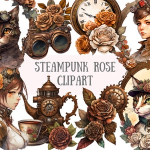 Watercolour Gothic Steampunk Clipart - Dark Fairytale Fantasy PNG Digital Image Downloads for Card Making, Scrapbook, Junk Journal, Crafts