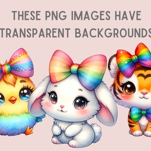 Watercolour Rainbow Pride Animal Clipart Kawaii Animal PNG Digital ...