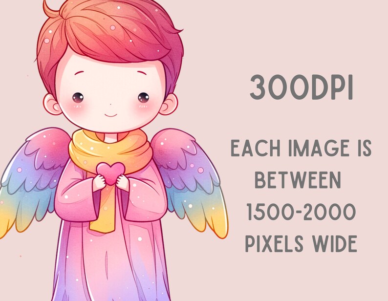 Watercolour Kawaii Angel Clipart Cute Chibi Cupid Girl PNG Digital ...