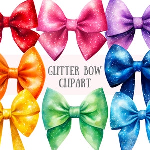 Fiocco glitterato acquerello Clipart Fiocco scintillante PNG Download di immagini digitali per la realizzazione di cartoline Scrapbook Junk Journal Paper Crafts