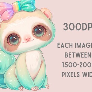 Watercolour Pastel Rainbow Animal Clipart Kawaii Animals PNG Digital ...