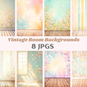 Aquarel vintage kamer achtergrond clipart lege kamer JPG digitale afbeelding downloads voor uitnodigingen plakboek ongewenste dagboek papier ambachten