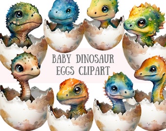 Watercolour Baby Dinosaur Eggs Clipart - Trex Egg PNG Digital Image Downloads for Card Making, Scrapbook, Junk Journal, Paper Crafts