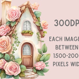 Watercolour Cute Cottagecore Clipart Cartoon Cottage Core Girl PNG Digital Image Download for Card Making Scrapbook Junk Journal Paper Craft image 4