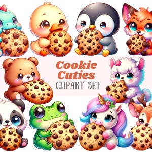Aquarell Keks Tier Clipart Süßer Chocolate Chip Cookie PNG digitales Bild-Download für die Kartenherstellung Scrapbook Junk Journal Papierhandwerk