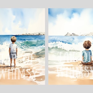 Watercolour Beach Days Clipart Seaside Seashore Digital Paper JPG Digital Image Downloads for Card Making Scrapbook Junk Journal Paper Craft image 8