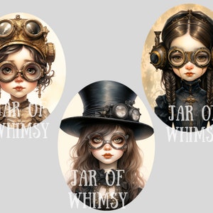 Watercolour Whimsical Steampunk Girl Clipart Gothic Fashion PNG Digital Image Downloads for Card Making Scrapbook Junk Journal Paper Craft image 10