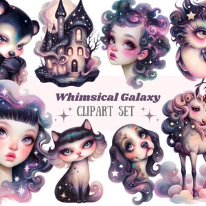 Aquarela Galaxy Clipart Whimsical Galaxy PNG download de imagem digital para fazer cartões convites de aniversário artesanato em papel