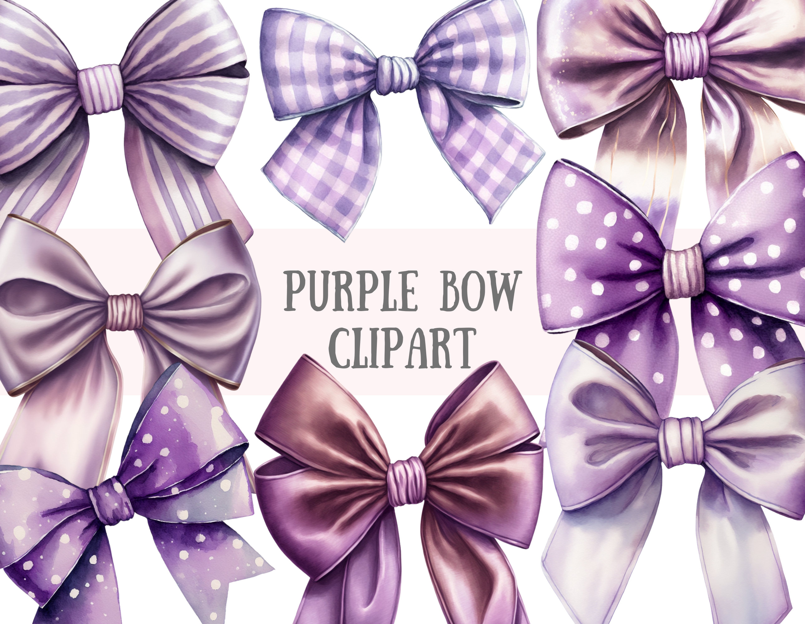 Watercolour Purple Bows Clipart Gingham Satin Dot Bow PNG Digital Image  Downloads for Card Making, Scrapbook, Junk Journal, Paper Crafts - Etsy