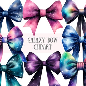 Watercolour Galaxy Bows Clipart Gothic Space Bow PNG Digital Image Downloads for Card Making Scrapbook Junk Journal Paper Crafts