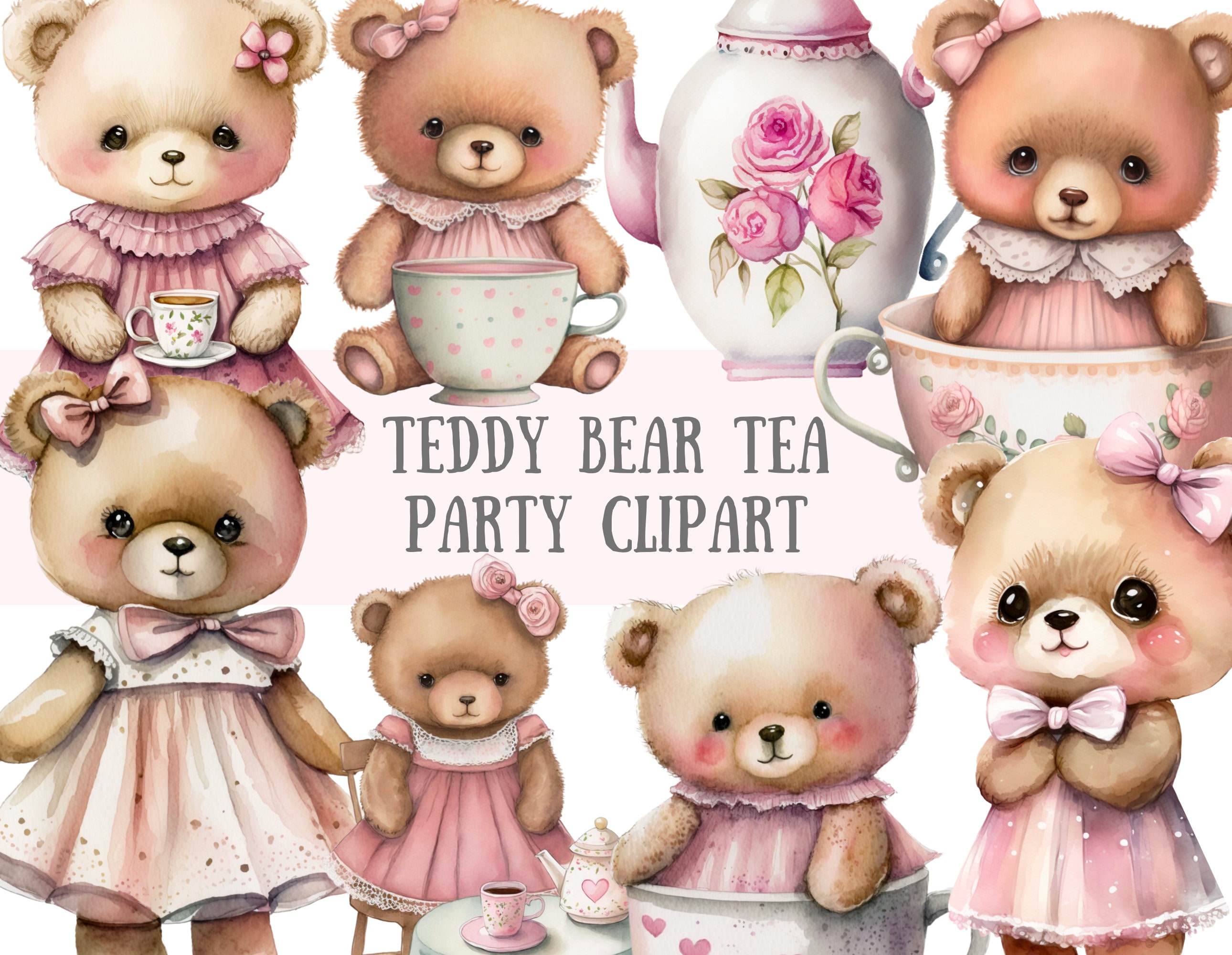 Mid-sized Teddy Bear Tea Party, Play Dough Kit, Playdough Kit, Playdoh Kit,  Playdough Sensory Kit, Busy Box, Play Doh Kit, Kids Gift Girl 