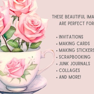 Watercolour Spring Rose Teacup Clipart Tea Time PNG Digital Image ...