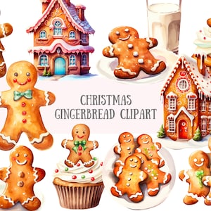 Aquarell Weihnachten Lebkuchen Clipart Weihnachten Leckereien PNG digitale Bild-Downloads für die Kartenherstellung Scrapbook Junk Journal Papierhandwerk