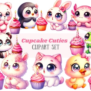 Aquarell rosa Cupcake Tier Clipart ersten Geburtstag Cupcake PNG digitale Bild Download für Karte machen Scrapbook Junk Journal Papierhandwerk