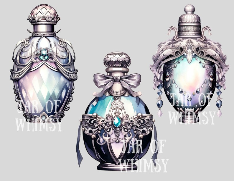 Watercolour Pastel Goth Perfume Bottle Clipart Halloween Fantasy PNG ...