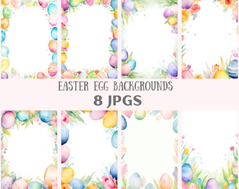 Watercolour Easter Egg Background Clipart Easter Party JPG Digital Image Downloads for Invitations Scrapbook Junk Journal Paper Crafts