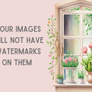 Watercolour Vintage Pink Tulip Clipart Pink Spring Flower PNG Digital Image Downloads for Card Making Scrapbook Junk Journal Paper Crafts image 4
