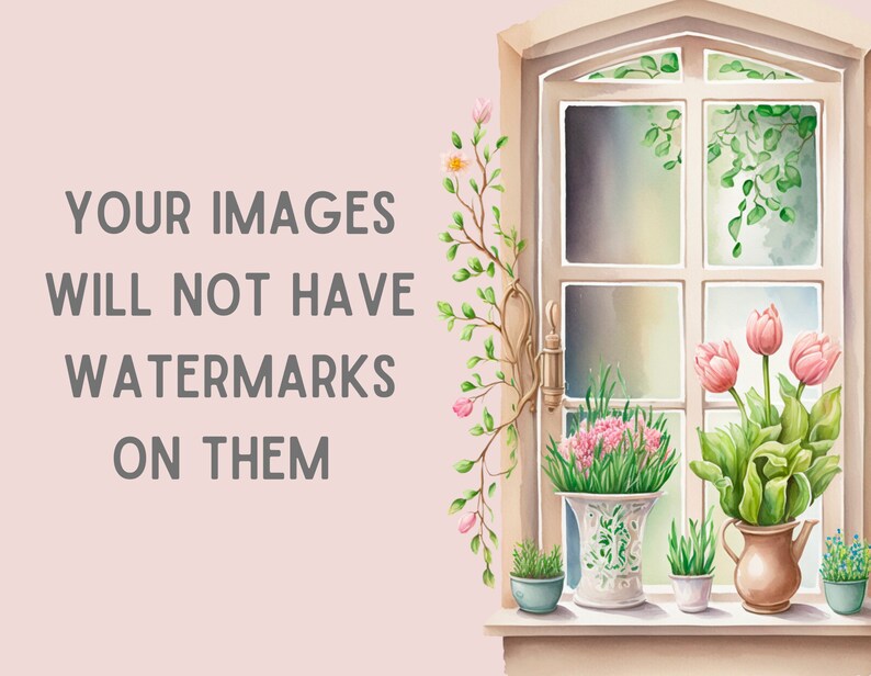 Watercolour Vintage Pink Tulip Clipart Pink Spring Flower PNG Digital Image Downloads for Card Making Scrapbook Junk Journal Paper Crafts image 4
