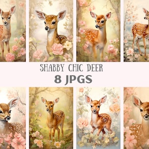 Clipart cerf shabby chic aquarelle Pâques bébé cerf JPG téléchargements d'images numériques pour la fabrication de cartes scrapbooking journal indésirable papier artisanat