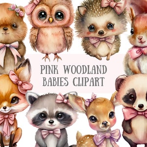 Aquarelle rose des bois bébés clipart - Baby Shower PNG image numérique à télécharger pour la fabrication de cartes, scrapbooking, créations artisanales en papier pour journal indésirable