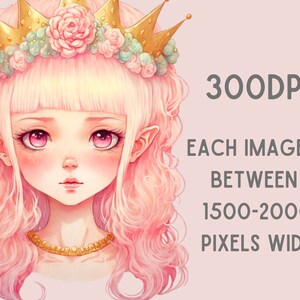 Watercolour Pink Princess Clipart - Fairytale Fantasy PNG Digital Image ...
