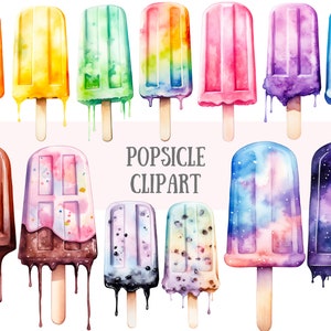 Watercolour Popsicle Clipart Summer Ice Cream Ice Block Lolly PNG Digital Image Downloads for Card Making Scrapbook Junk Journal Paper Craft