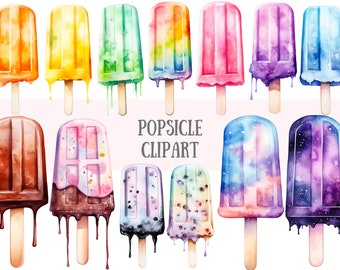 Watercolour Popsicle Clipart Summer Ice Cream Ice Block Lolly PNG Digital Image Downloads for Card Making Scrapbook Junk Journal Paper Craft