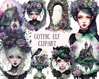 Gothic Fairy Clipart Halloween Fantasy PNG Digital Image Downloads for ...