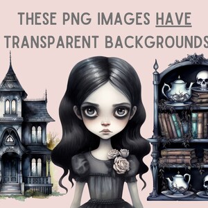 Imágenes prediseñadas de acuarela gótica Cottagecore con calaveras y rosas PNG Descargas de imágenes digitales para hacer tarjetas, álbumes de recortes, diarios basura, manualidades con papel imagen 5