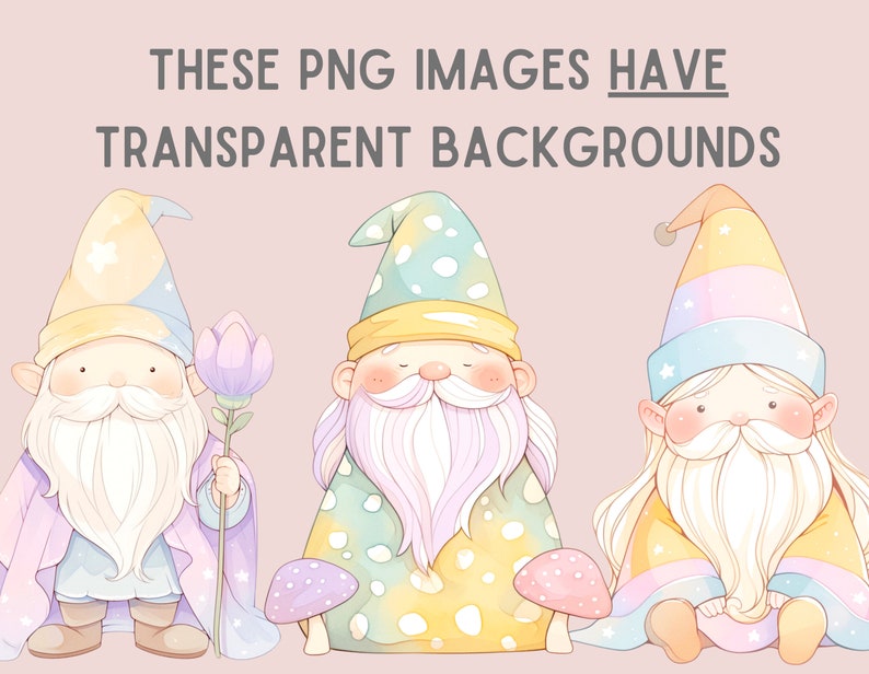 Watercolour Gnome Clipart Cute Rainbow Pastel Garden Gnome PNG Digital ...