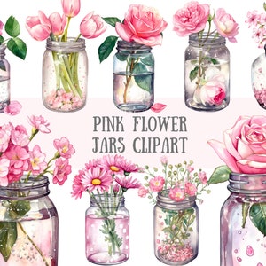 Aquarel roze bloempot clipart roos tulp gerbera png digitale afbeelding downloads voor kaarten maken plakboek ongewenste dagboek papier ambachten