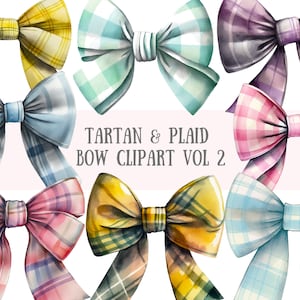 Aquarel tartan en geruite strikken vol 2 clipart - Check Bow PNG digitale afbeeldingsdownloads voor kaart maken plakboek ongewenste dagboek papier ambachten