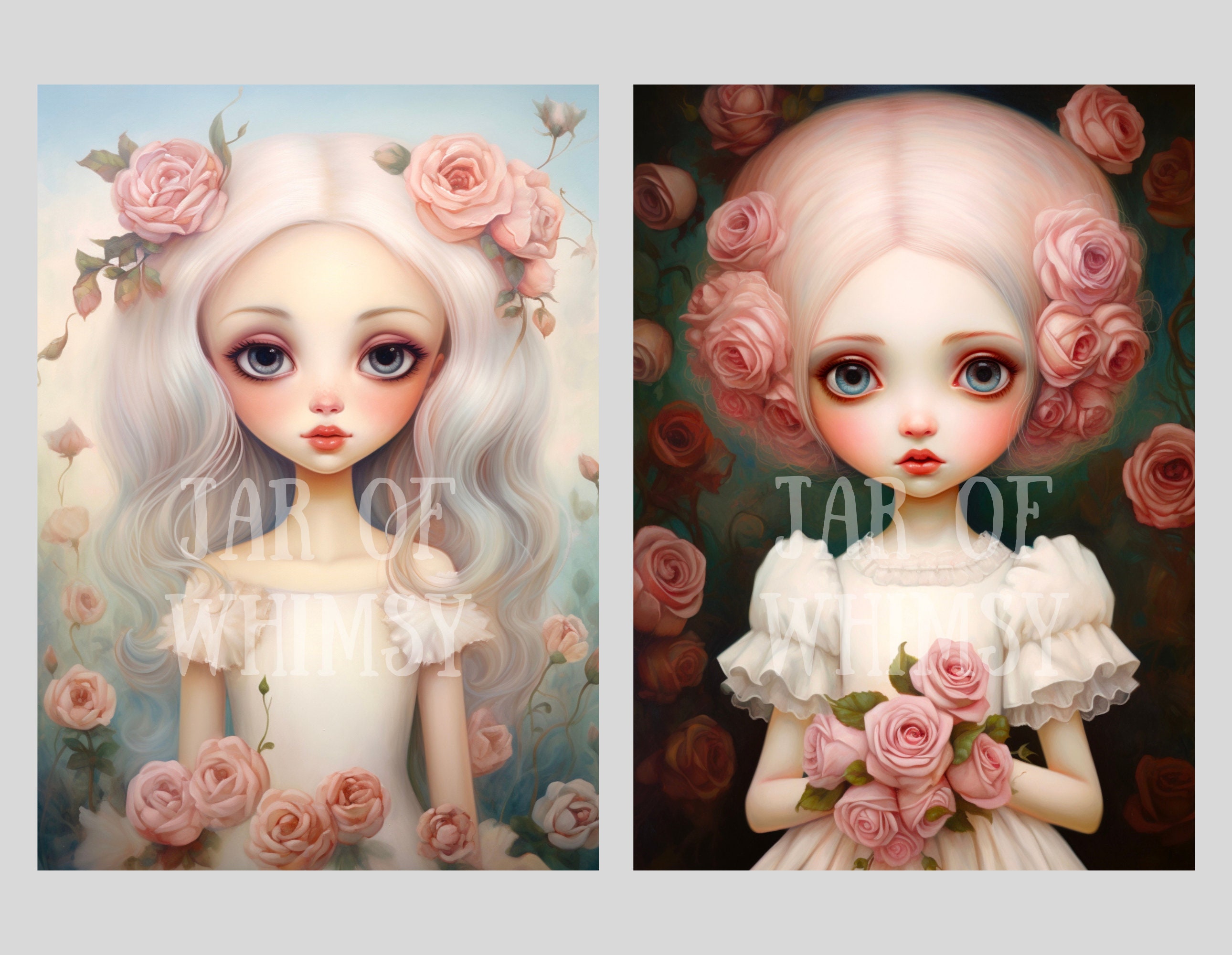 Watercolour Shabby Chic Girl Clipart Big Eyed Girl Art Print JPG ...