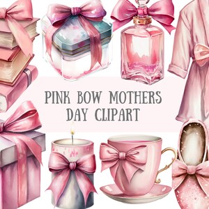 Acquerello rosa fiocco festa della mamma Clipart - mamma mamma PNG download di immagini digitali per la creazione di cartoline, album di ritagli, diario spazzatura, mestieri di carta