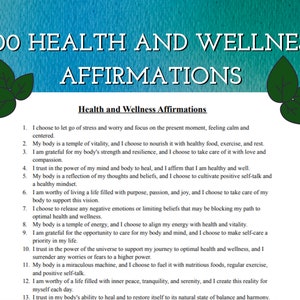 200 afirmaciones de salud y bienestar - Aumente su mentalidad y bienestar - Desarrollo personal, autocuidado - Descarga digital imprimible