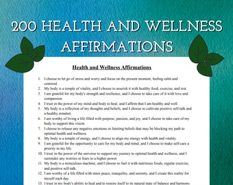 200 affirmations de santé et de bien-être - Boostez votre état d'esprit et votre bien-être - Développement personnel, Soins personnels - Téléchargement numérique imprimable