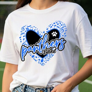 Panthers Band SVG PNG, Panthers Band hart Svg, Panthers Paw Svg, Marching Band moeder Solsleutel muziek notities ontwerp voor school geest Shirts