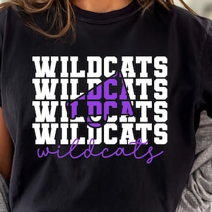 Wildcats Cheer SVG PNG, Stacked Wildcats Mascot Shirt Design, School Spirit Cheerleader Sublimation, Game Day Wildcats Mom Cricut File