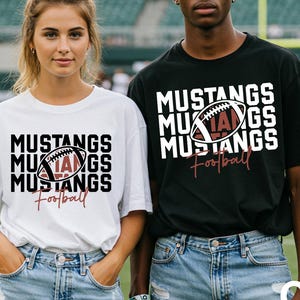 Mustangs Football SVG PNG Design - Stacked School Spirit Mascot Graphic for Game Day, Cheer Mom Shirt, Trendy Sublimation Clipart