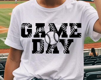 Baseball Game Day SVG, Stitch Typography Design, Sports Spirit Cut File (Digital Download)