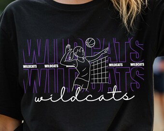 Wildcats Volleyball Design: School Spirit Typography (SVG PNG Digital File)
