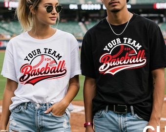 Editable Baseball Team SVG PNG Template, Custom Team Name & Number, Retro Varsity Typography Design