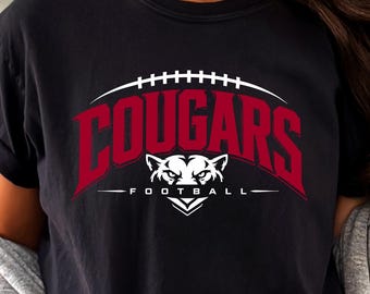 Cougars Football SVG, Cougars Mascot SVG, School Spirit SVG, Game Day Cut File, Varsity Football Design, Team Pride Svg