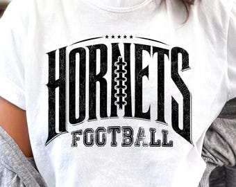 Hornets Football PNG, School Mascot Sublimation Design, Vintage Game Day Football Team Spirit Digital Download