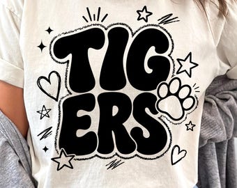 Tigers SVG PNG, Tigers Mascot SVG, School Spirit Design, Team Mascot Cut File, Game Day Png, Tigers Team Shirt Design