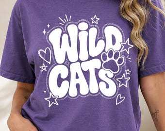 Funny Wildcats School Sport Team Shirt Design SVG PNG, Wildcats Mascot SVG, School Spirit Graphic, Game Day Sublimation, Paw Design