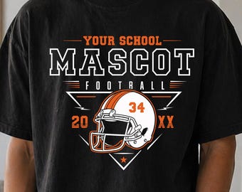 Editable Football Mascot SVG Template, Custom School Team Football Design, Personalized Helmet PNG, Varsity Game Day Cut File