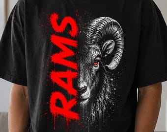 Rams Mascot PNG Sublimation Design, Vintage Ram Football Graphic, Grunge School Spirit Team Mascot Digital PNG for Game Day Fans