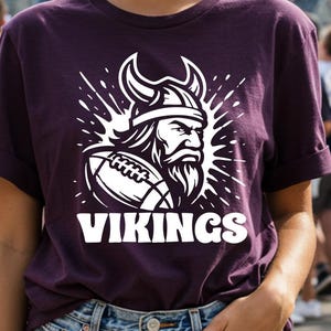 Vikings Football Mascot SVG PNG, Game Day Viking Head Shirt Design, School Spirit Cheer Sublimation Cut File, Gritty Team Pride