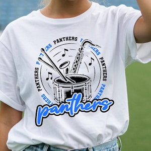Panthers Band SVG PNG voor School Spirit Shirts, Marching Band moeder Solsleutel muziek notities ontwerp, Game Day sublimatie clipart